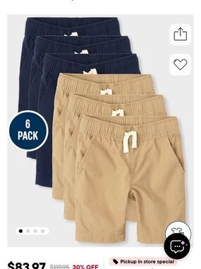 The Children's Place Navy and Khaki Drawstring Shorts Set ,(uniform)